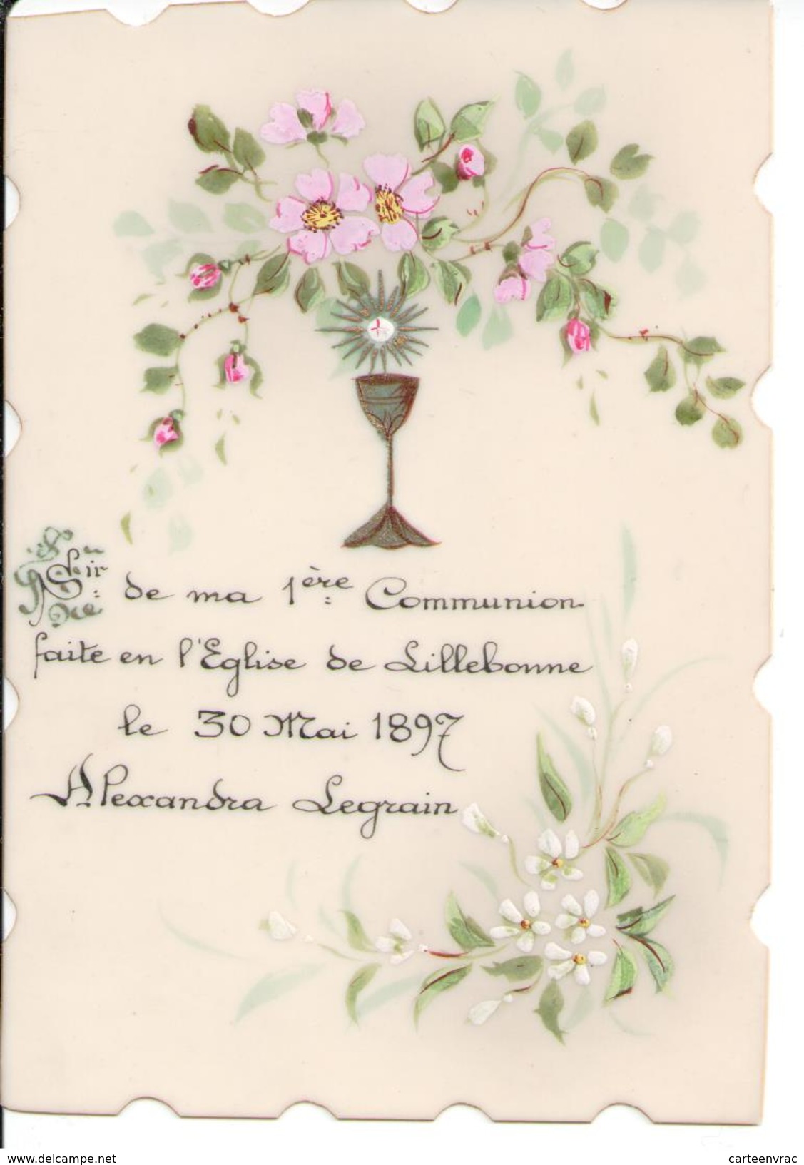 Carte Celluloid Souvenir Première Communion - Images Religieuses