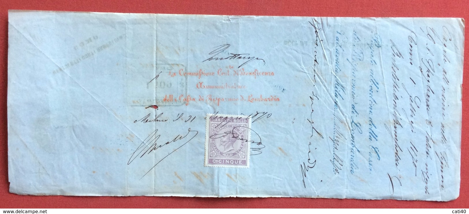 CAMBIALE  MENDRIZIO  1869 ITALIANE LIRE 1414 CON  MARCHE DA BOLLO   E FIRME AUTOGRAFE - Cambiali