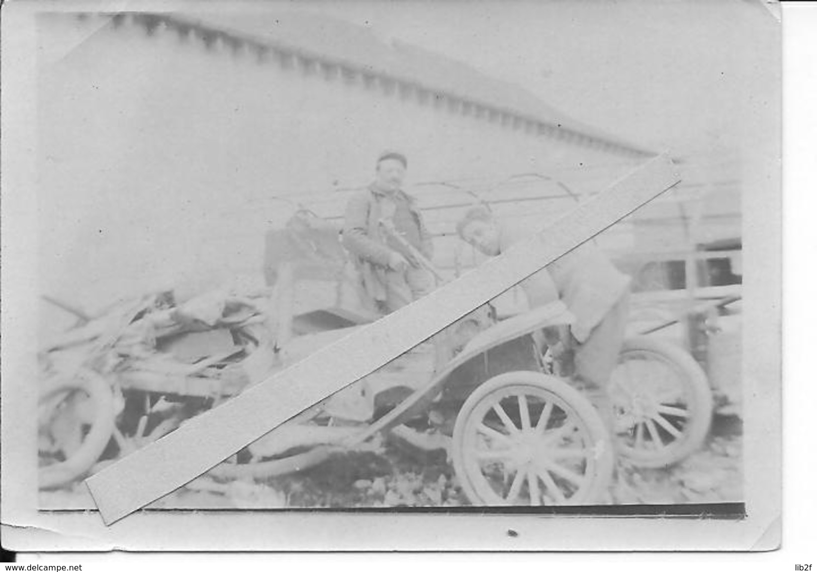 1914 Garage Atelier De Réparation Automobiles Récupération De Pièces Sur Véhicules Accidentés 1 Photo 14-18 Ww1 1wk - War, Military