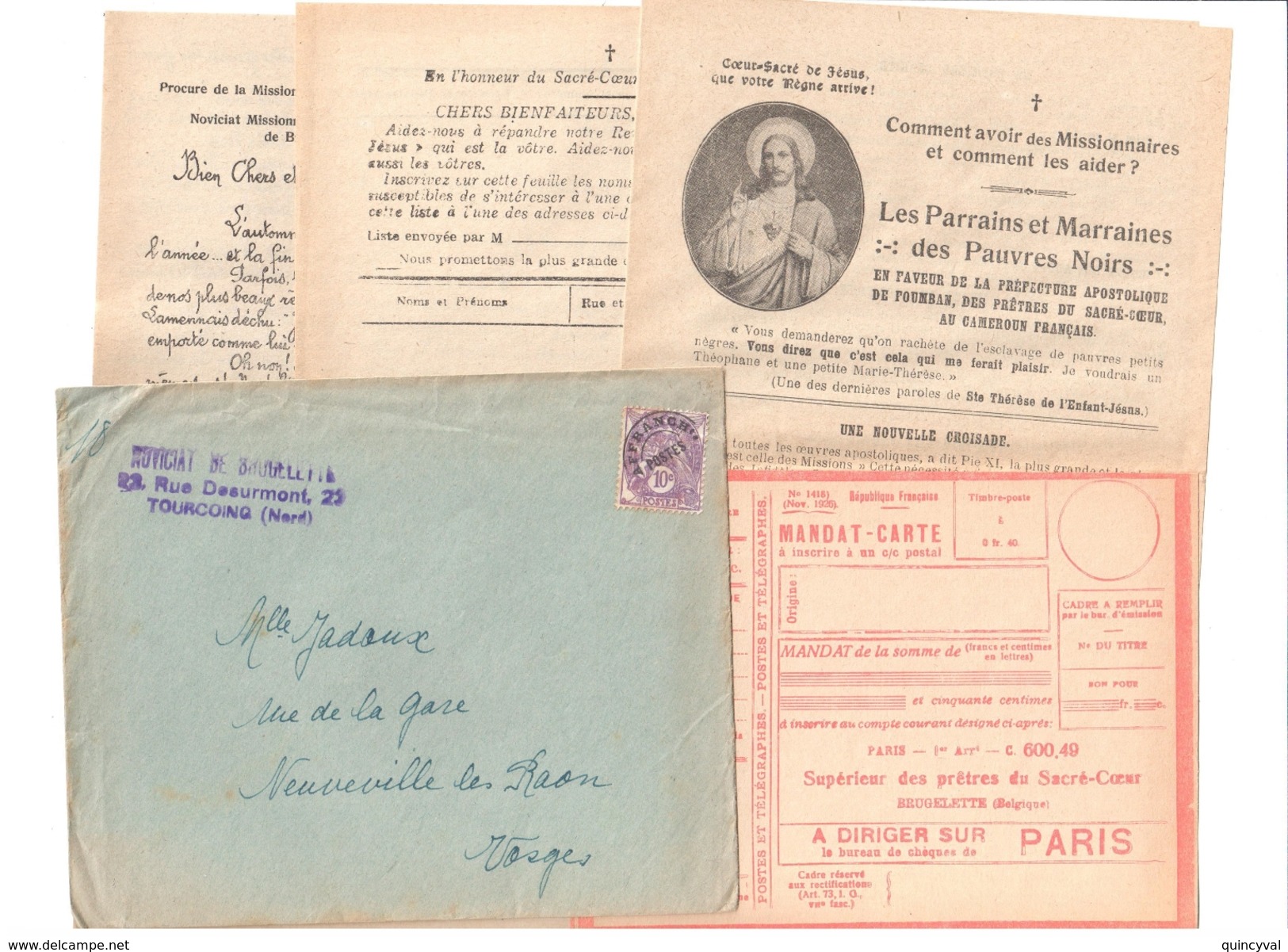 3835 TOURCOING Nord Lettre Préoblitéré 10c Blanc Aff Postes Yv Preo 43 Contenant Mandat Nov 1926 Tarif 9/8/26 Courrier - Storia Postale