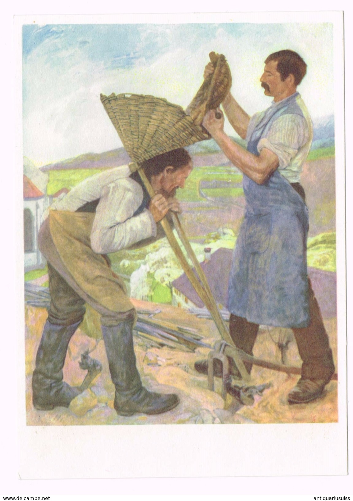 Gustave Jeanneret,Cressier - Le Report De La Terre - Mühsame Arbeit Im Rebberg - Cressier