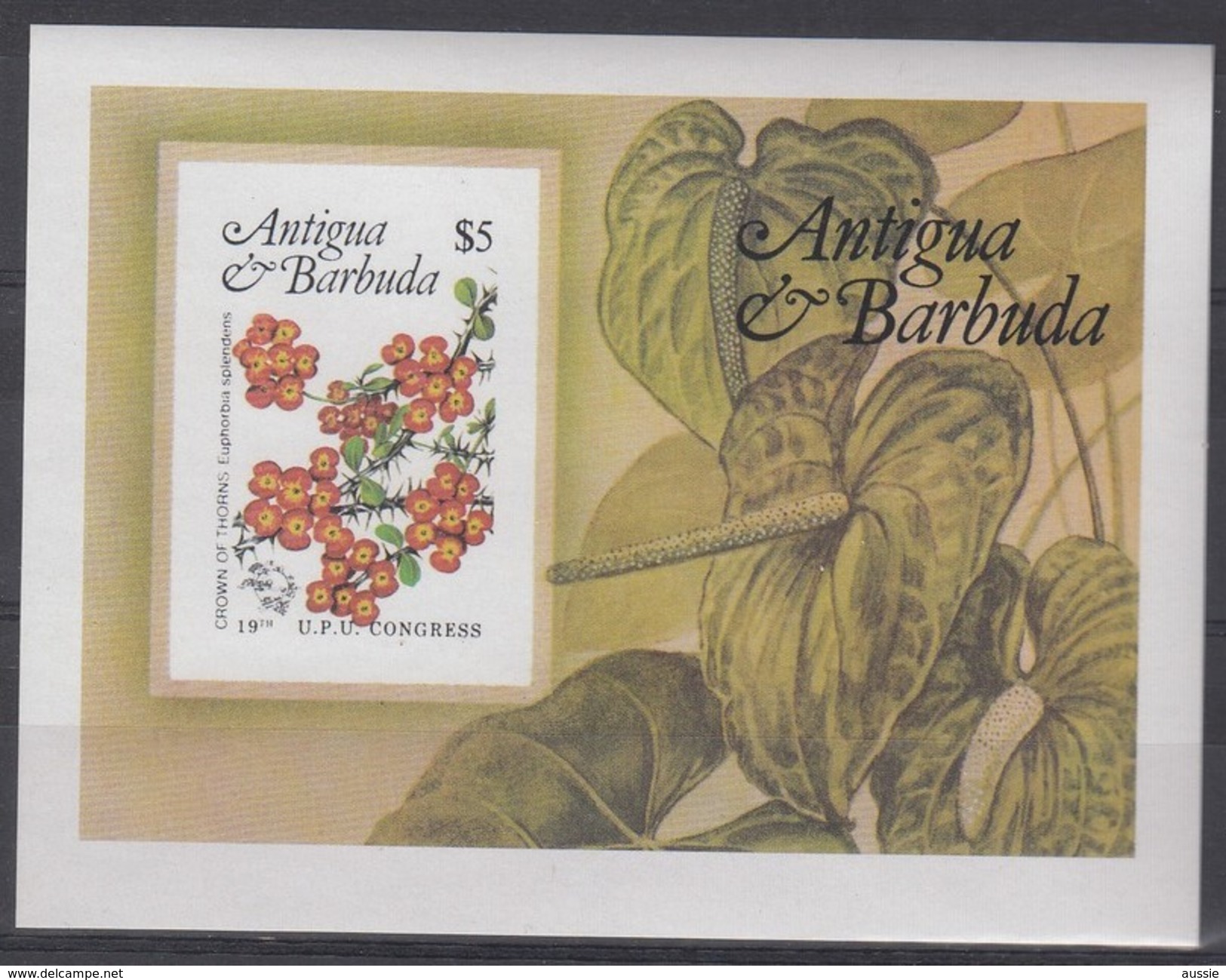 Antigua Et Barbuda 1984 Yvertnr. Bloc 76 ND Ongetand *** MNH  Flore UPU Hamburg - Antigua Et Barbuda (1981-...)