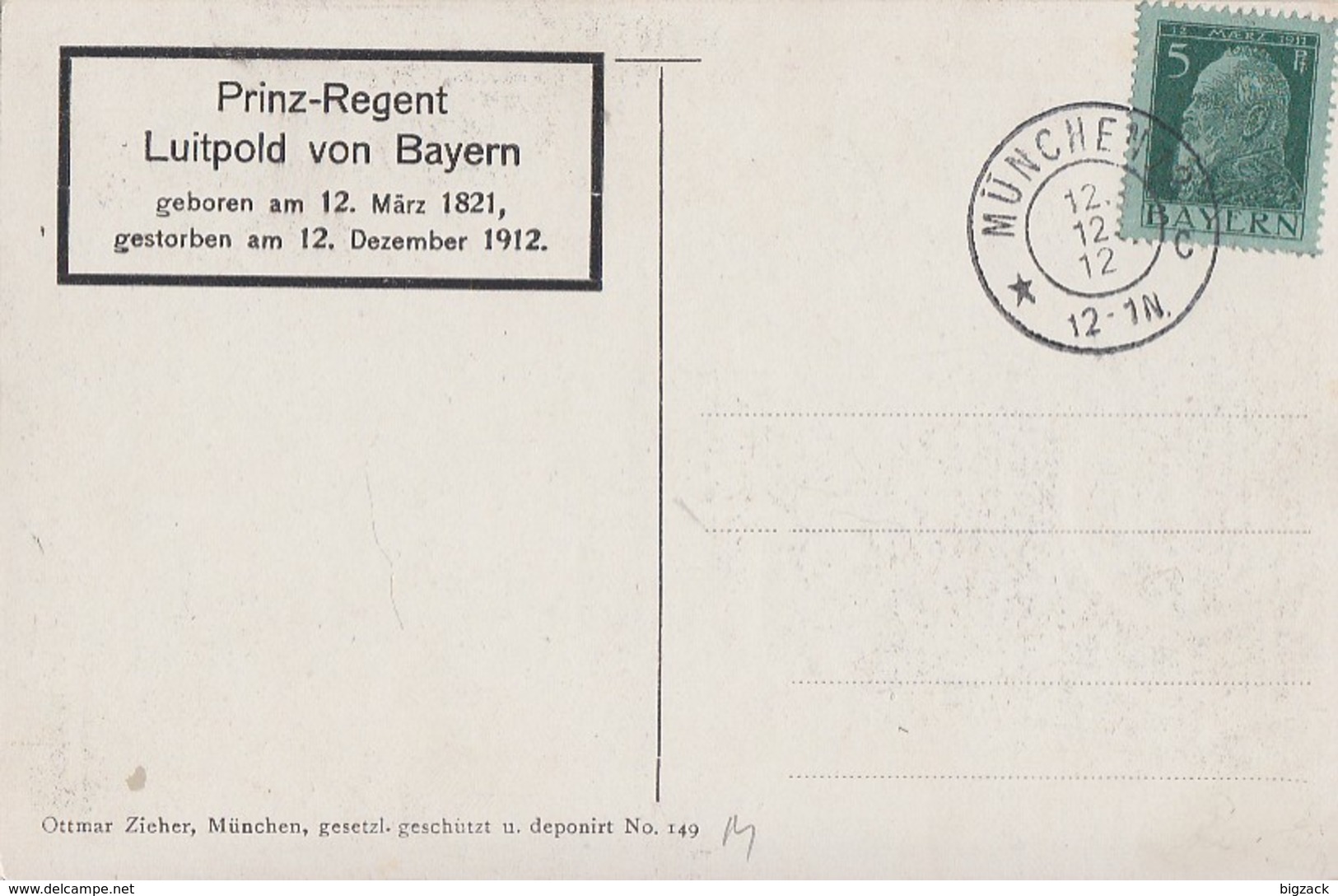 Bayern Sonderkarte Zum Todestag Von Prinz-Regent Luitpold Von Bayern München 12.12.12 - Sonstige & Ohne Zuordnung