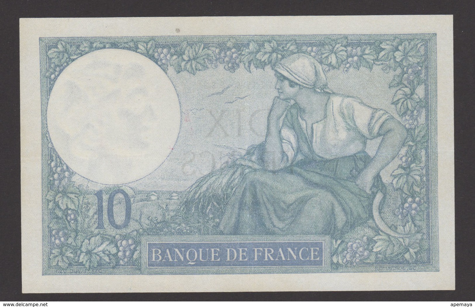 France, 10 Francs- 5-5-1925. AUNC. - 10 F 1916-1942 ''Minerve''