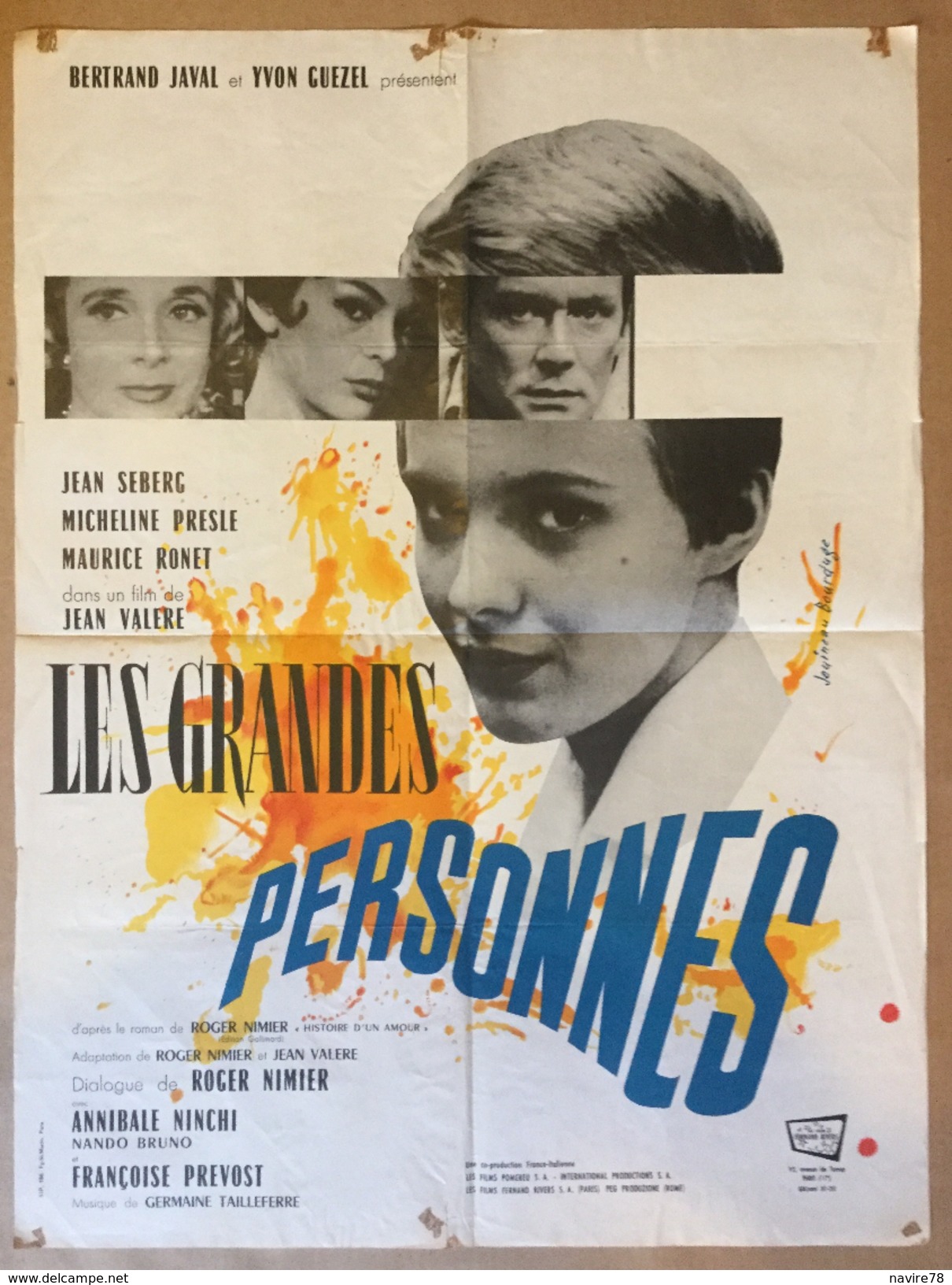 Affiche Cinéma Originale Du Film LES GRANDES PERSONNES De JEAN VALERE Avec JEAN SEBERG MICHELINE PRESLE MAURICE RONET - Affiches & Posters