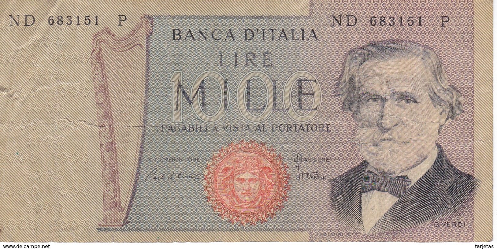 BILLETE DE ITALIA DE 1000 LIRAS DEL AÑO 1981 DE VERDI  (BANKNOTE) - 1000 Liras