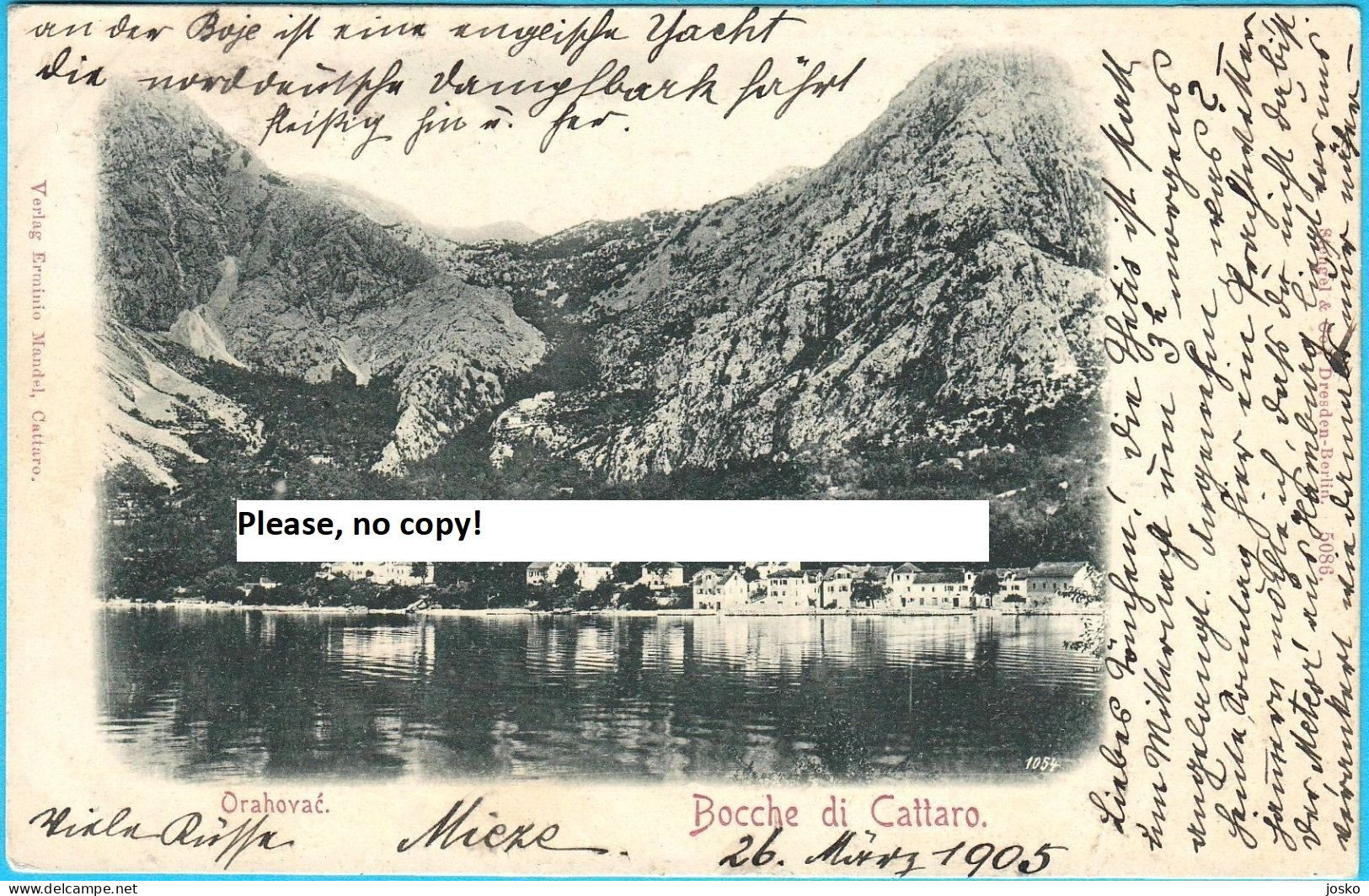 ORAHOVAC - BOCCHE DI CATTARO (Montenegro) Travelled 1905. From Kotor To Voslau Near Wien * By: Erminio Mandel - Cattaro - Montenegro