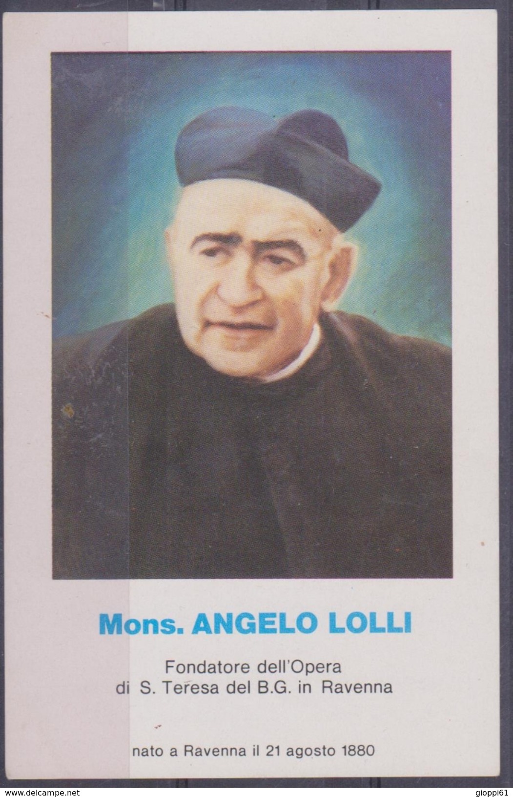 Santino - Mons. Angelo Lolli - Devotieprenten