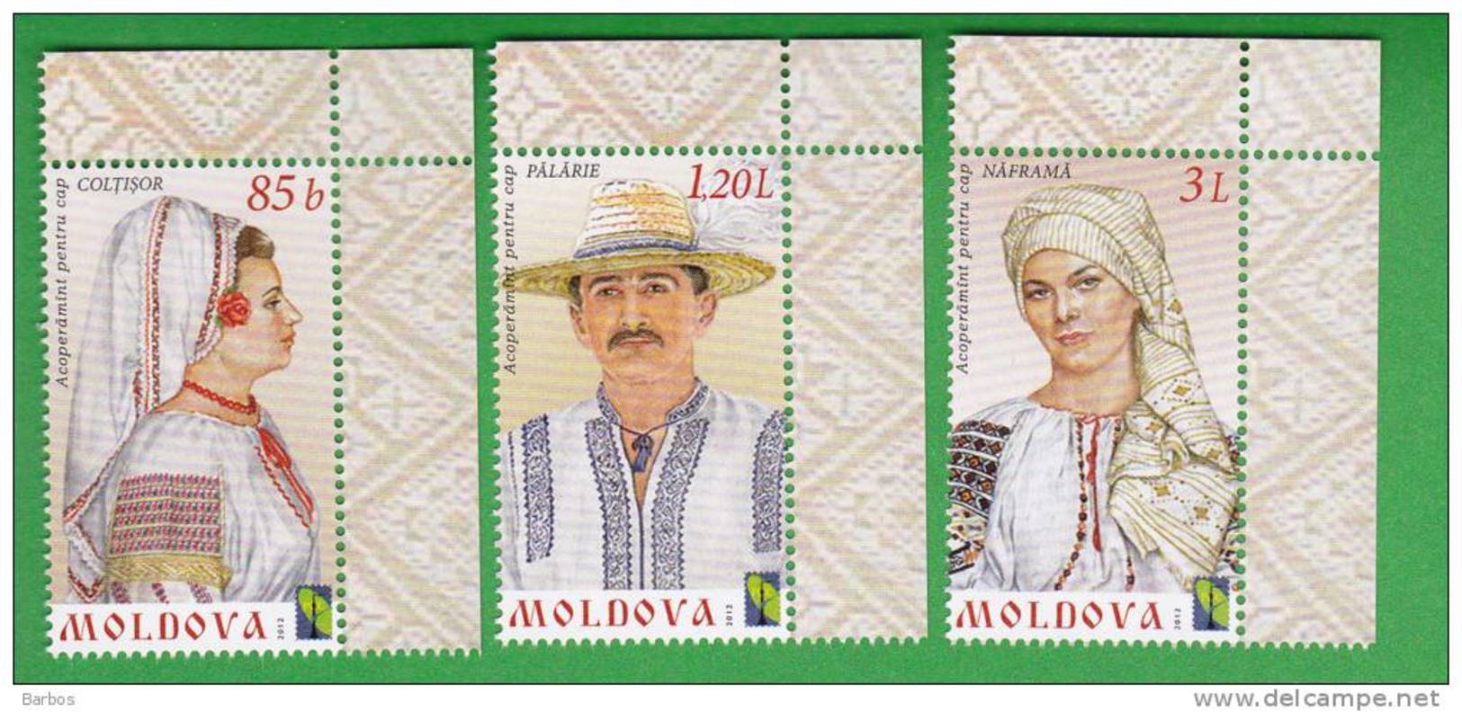 Moldova , Moldawien , Moldau  , 2012 ,  National Costumes And Headdresses , 3v., MNH - Costumes