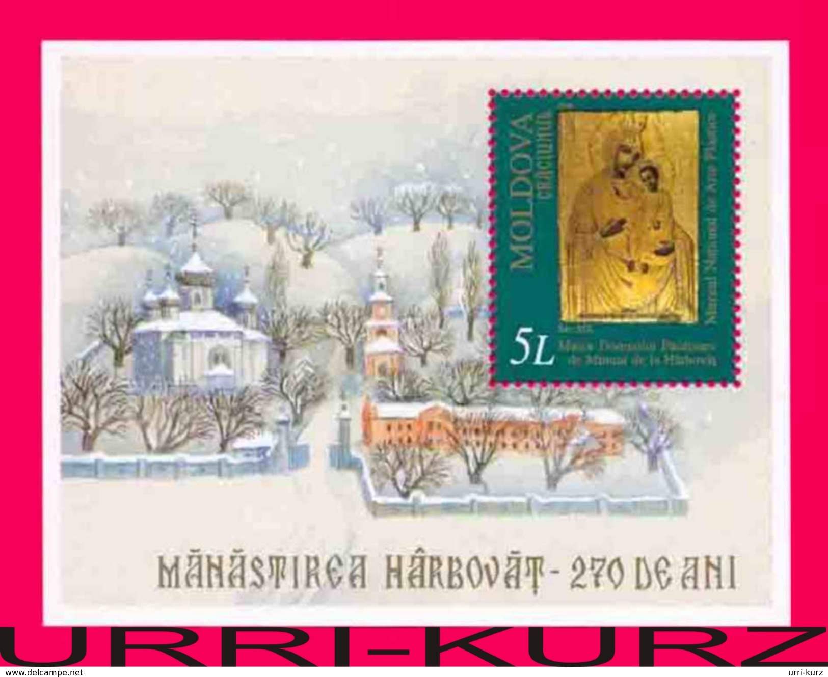 MOLDOVA 2000 Christmas Church Monastery Of Hyrbovets Art Religion Painting Icon S-s Mi Bl.22(377) Sc369 MNH - Abadías Y Monasterios