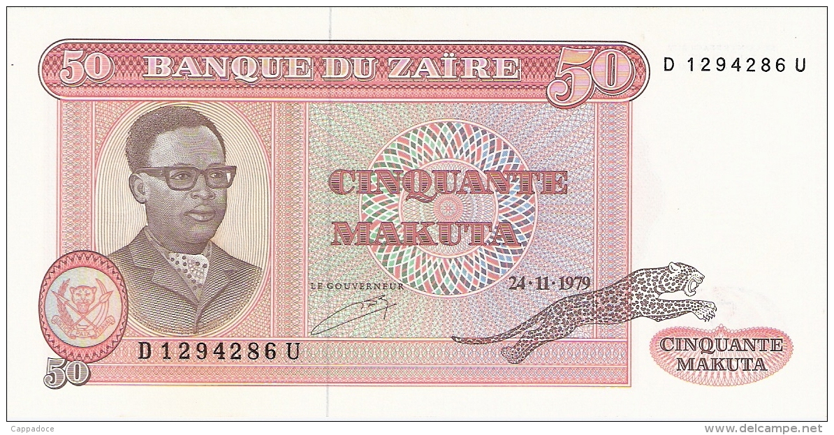 ZAIRE   50 Makuta   24/11/1979  Sign.5   G&D   P. 17a   UNC - Zaïre