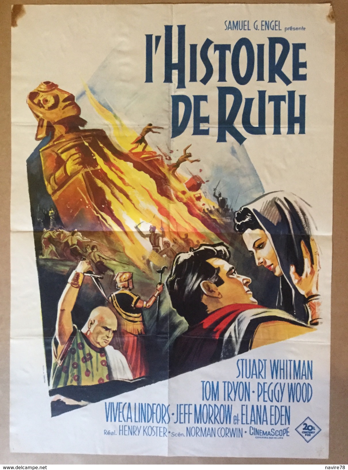 Affiche Cinéma Originale Du Film L'HISTOIRE DE RUTH " THE STORY OF RUTH " De HENRY KOSTER Avec STUART WHITMAN TOM TRYON - Affiches & Posters