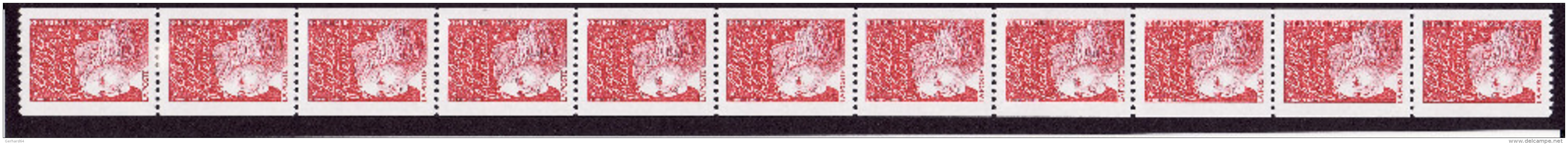 France Roulettes 1997 - N° 97 - Bande De 11 Timbres N° 3084** (avec 2 N° Rouge Au Verso) - Coil Stamps