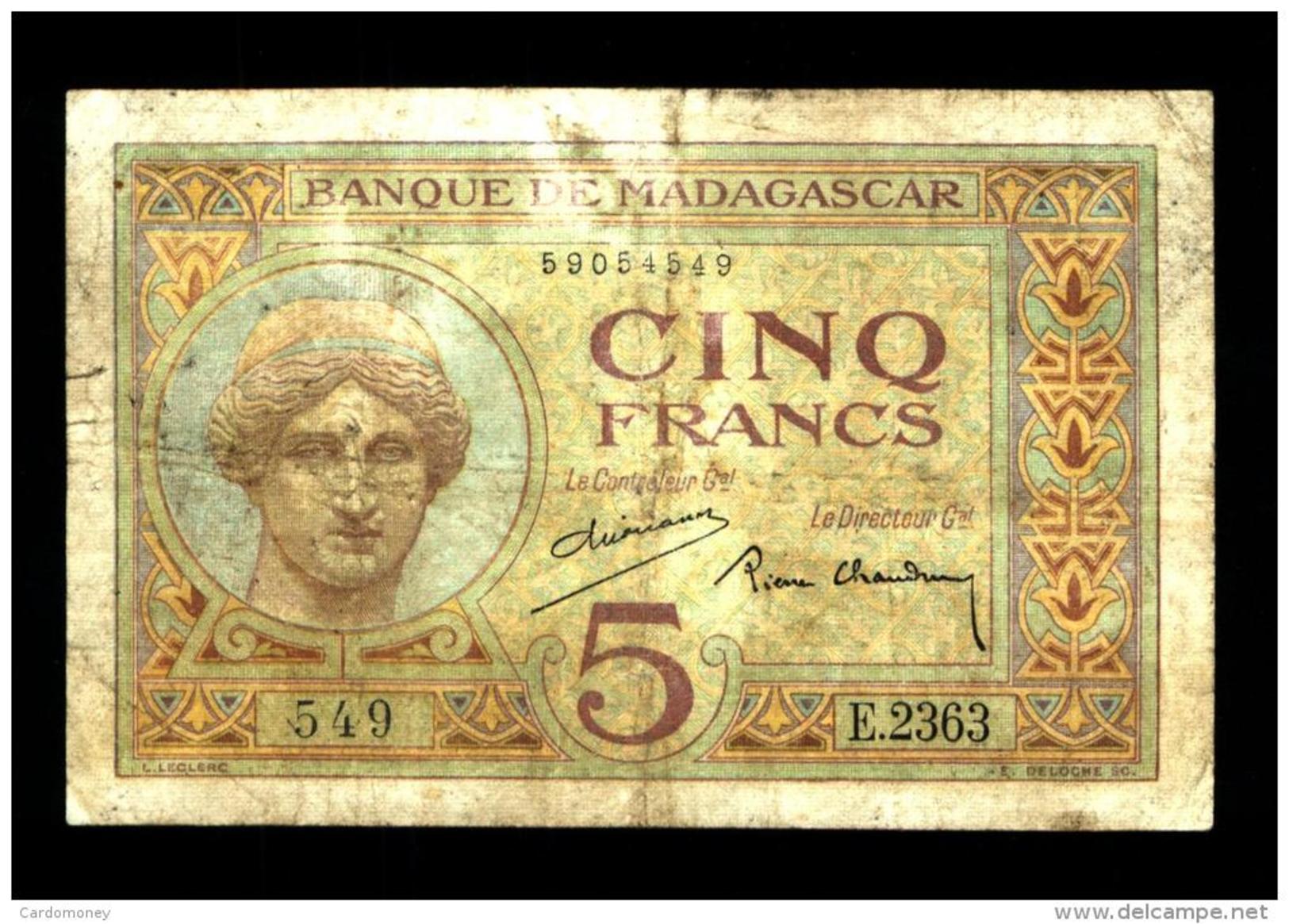 5 Francs MADAGASCAR  Type 1926 (E.2363)(N°536-3) - Madagascar
