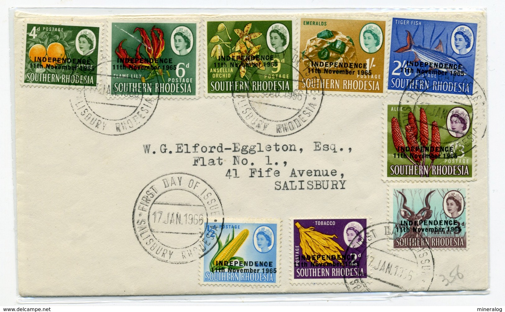 Southern Rhodesia 1966 Circulated Cover - Independence Ovpt Minerals - Rhodesia (1964-1980)