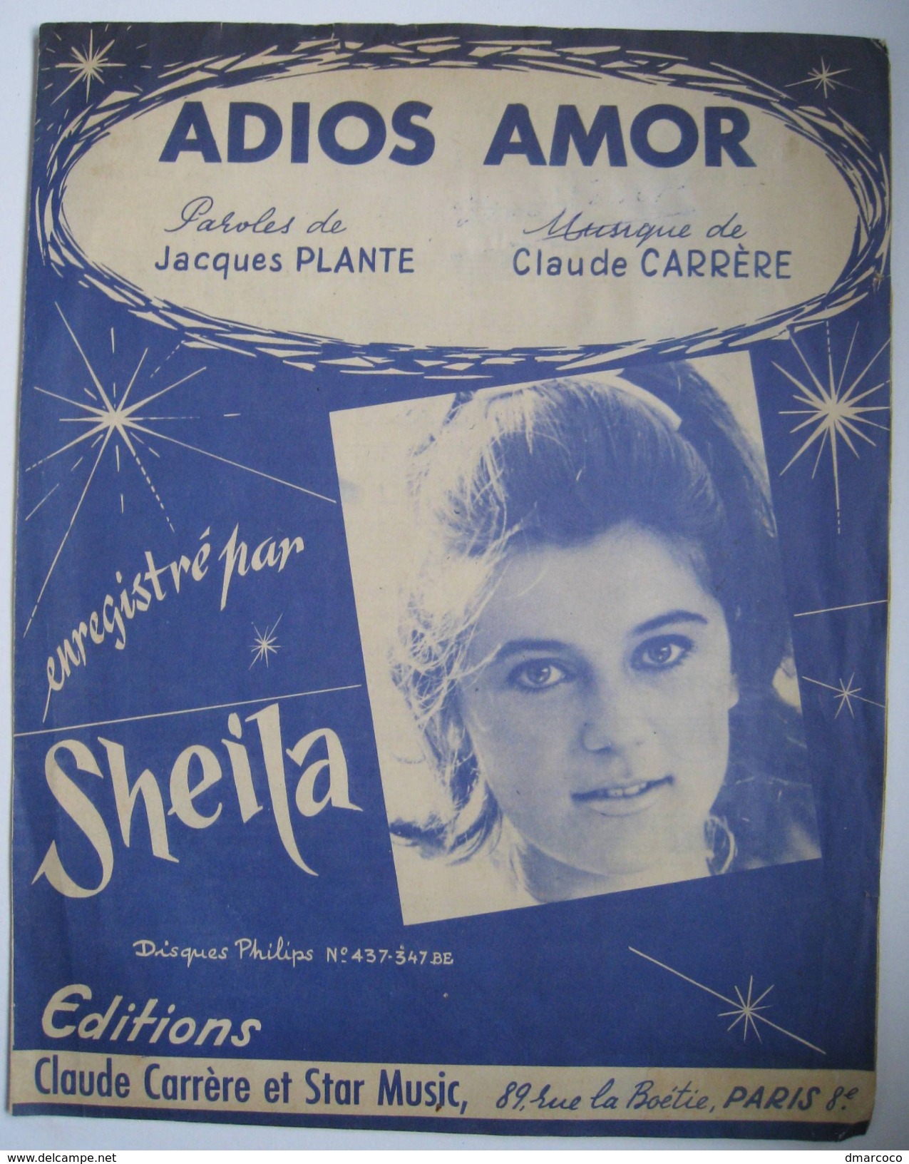 SHEILA : Adios Amor. 1967 - Partitions Musicales Anciennes