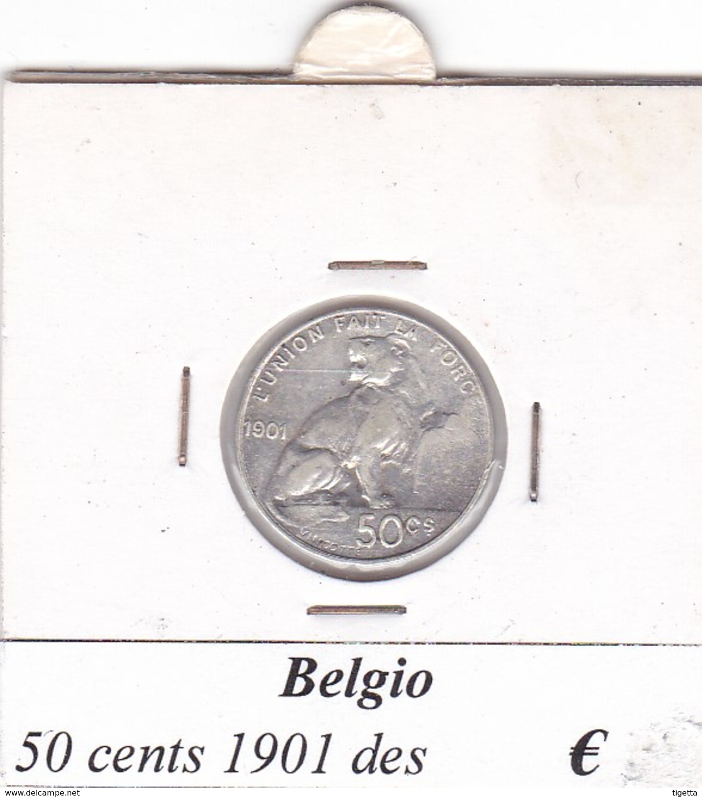 BELGIO   50 CENTS 1901  COME DA FOTO - 50 Cents
