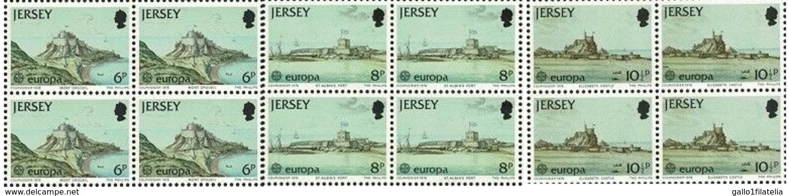 1978 - JERSEY - EUROPA CEPT - MONUMENTI / MONUMENTS - QUARTINA / BLOCK OF FOUR STAMPS. MNH - 1978