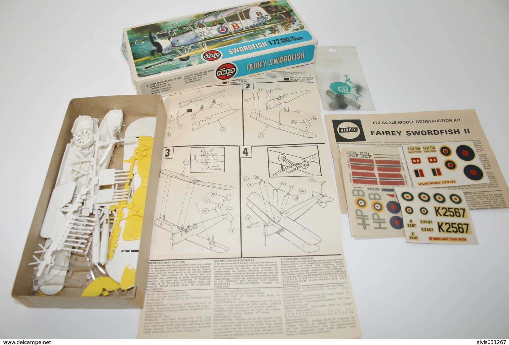 Vintage MODEL KIT : Airfix Swordfish, Scale HO/OO, Vintage, + Original Box - Figurines