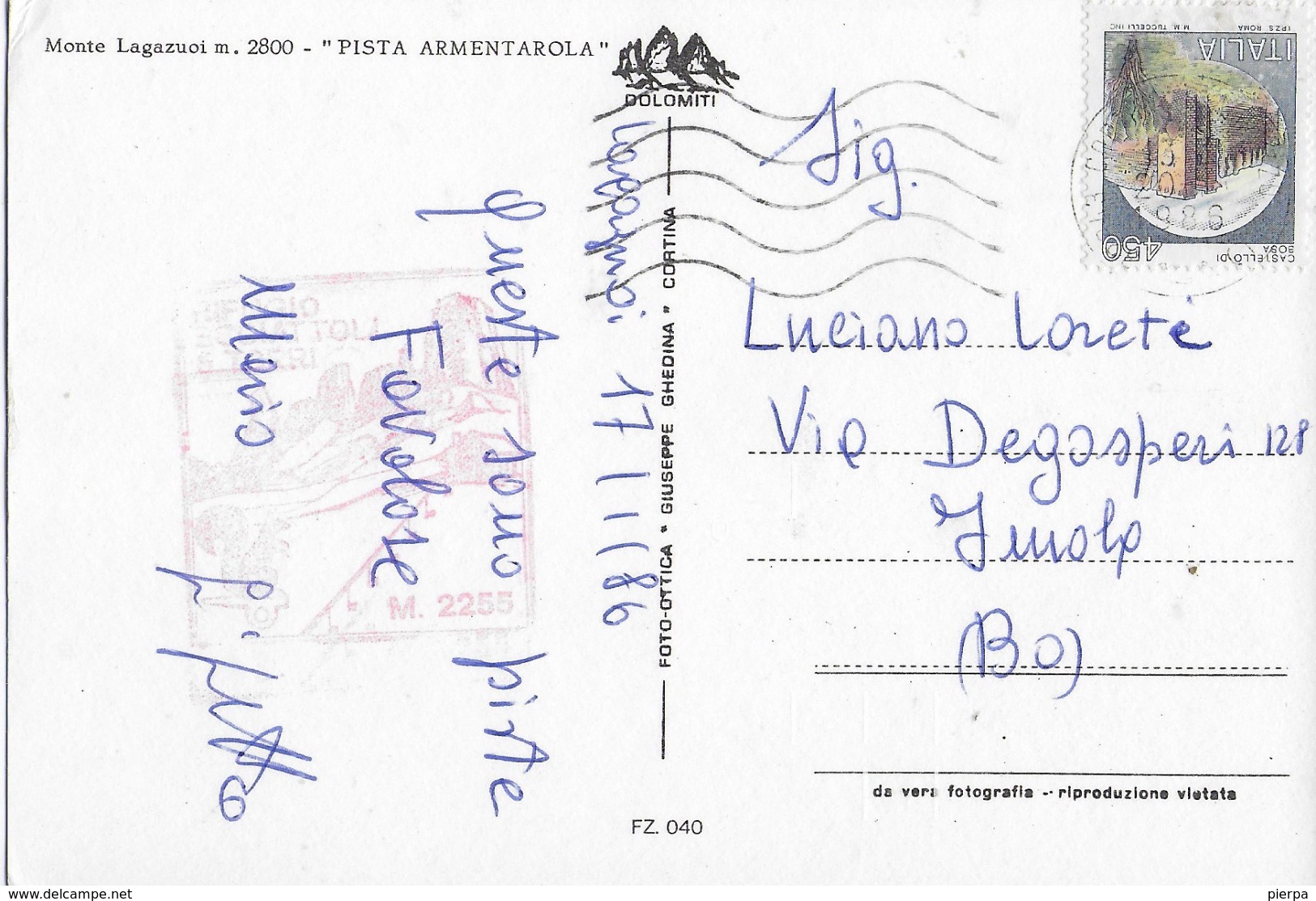 VENETO - MONTE LAGAZUOI PISTA ARMENTAROLA - ED GHEDINA - TIMBRO RIFUGIO - VIAGGIATA 1986 - Alpinisme