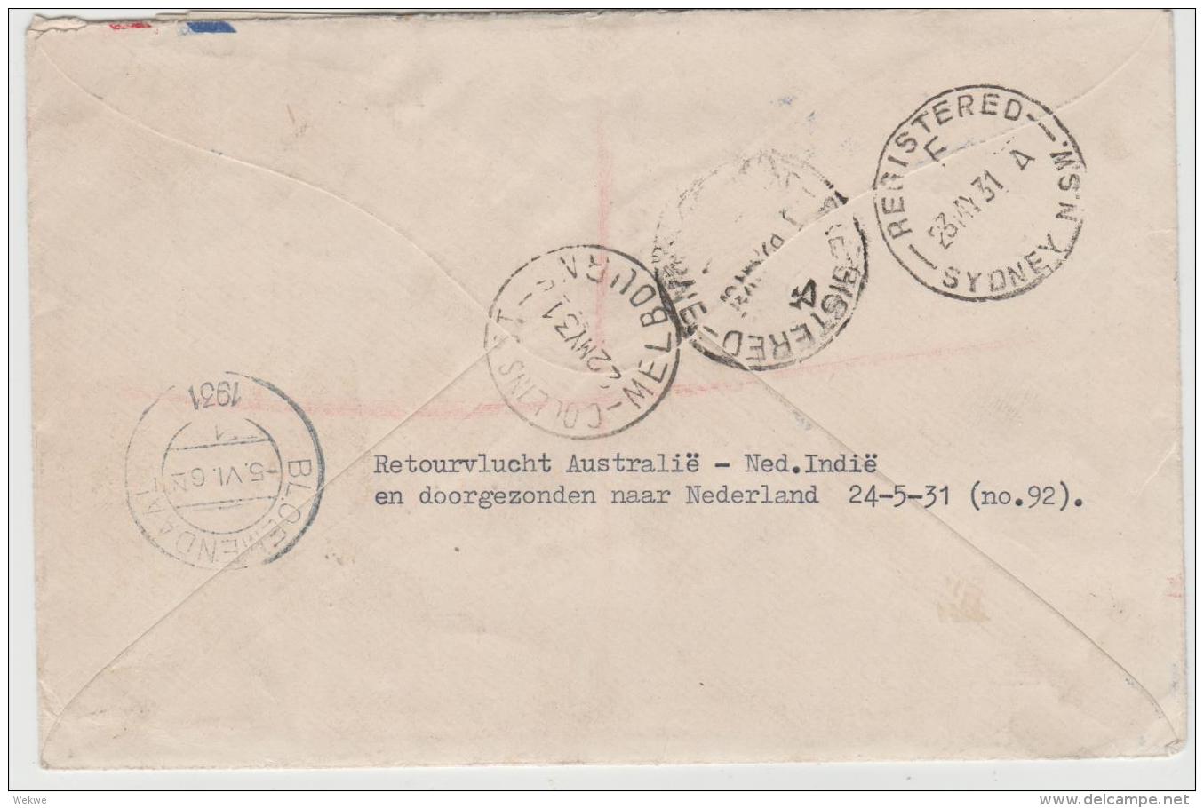 Aus348 / Australien -  Rückflug Via Batavia Nach Holland 22.5.31 Mit Schreiben Des Holl. Konsulats Als Inhalt - Cartas & Documentos