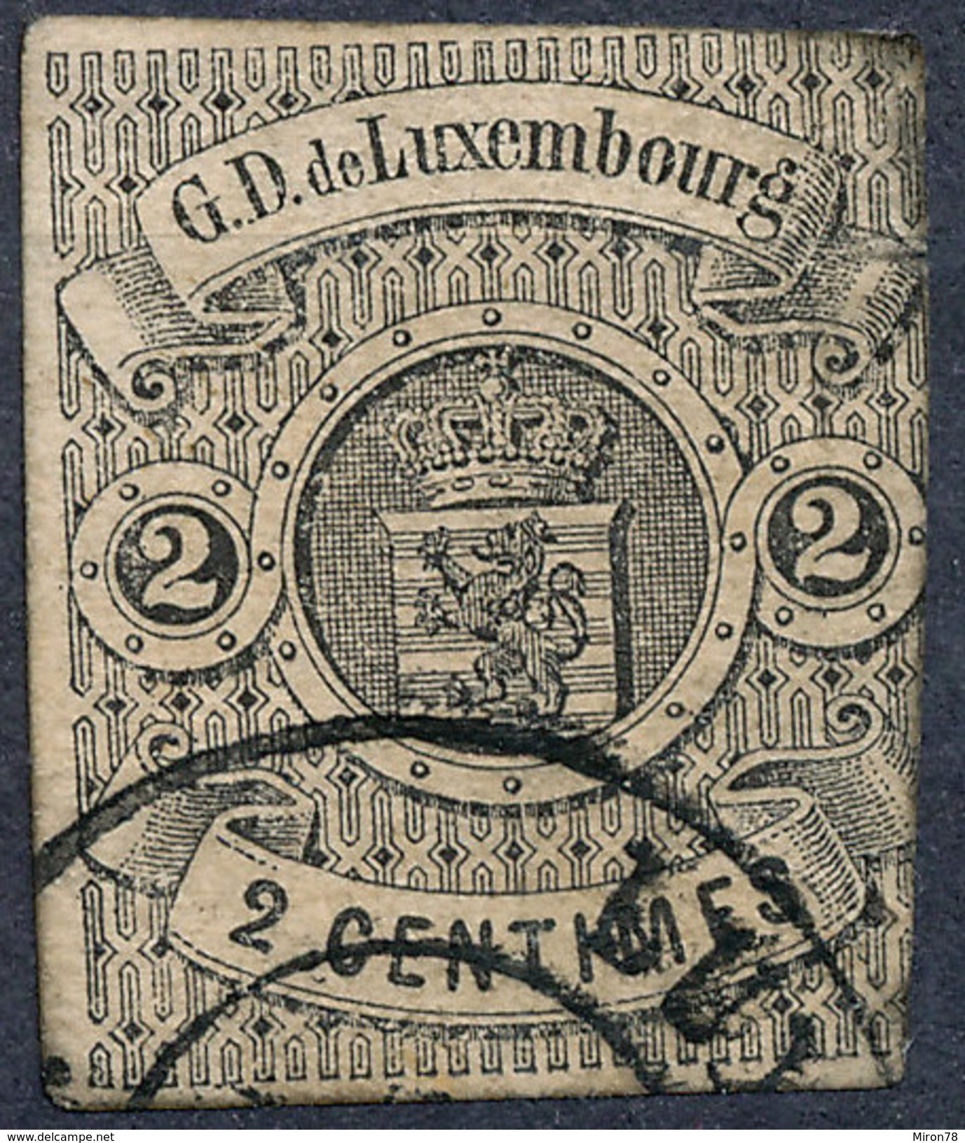 Stamp  Luxembourg 1859 2c Used Lot#13 - 1852 Guillermo III
