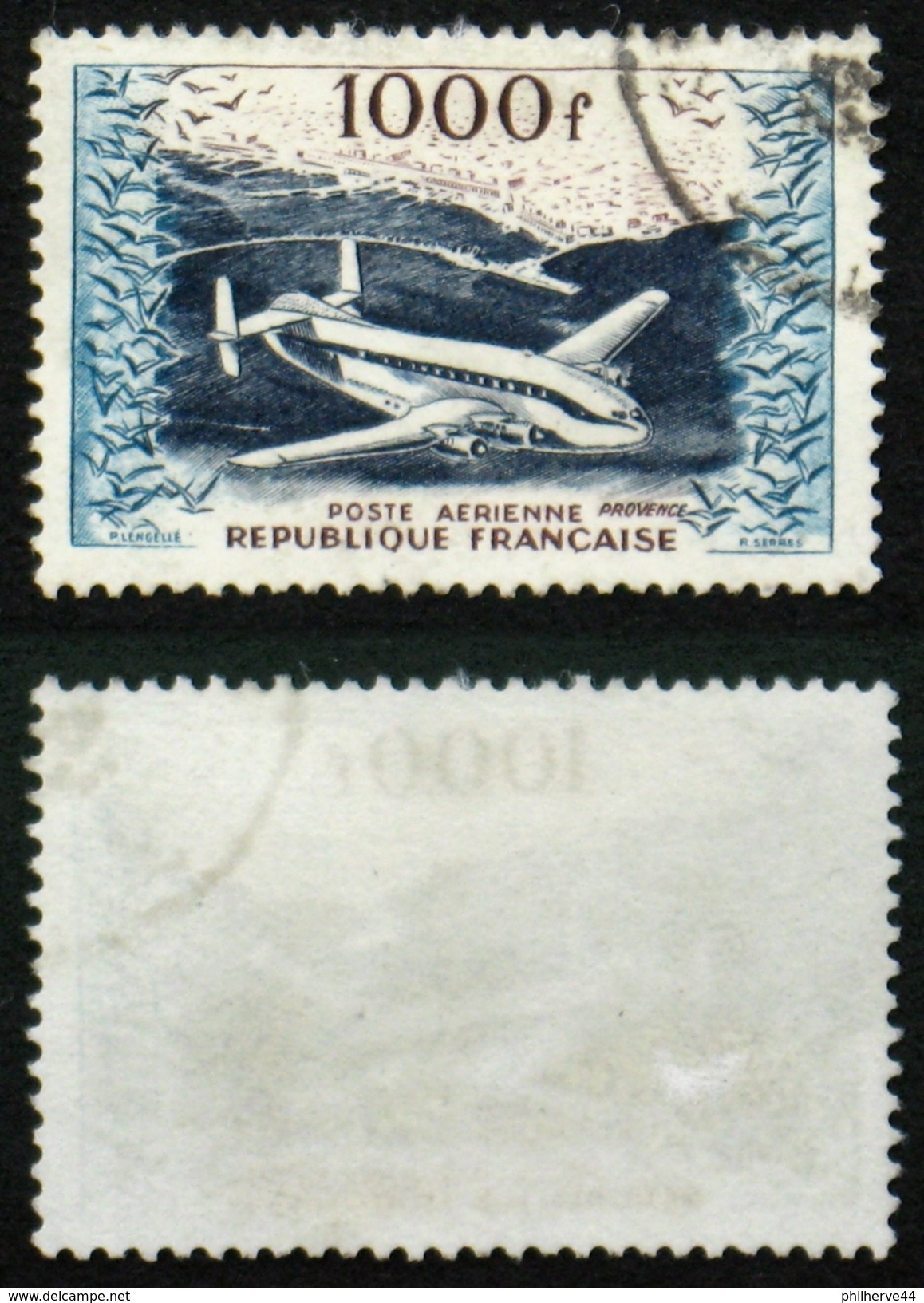 N° PA 33 Oblit 1000F BREGUET PROVENCE TB Cote 20&euro; - 1927-1959 Oblitérés