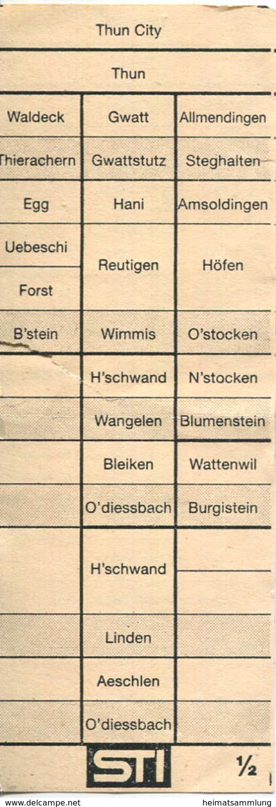 Schweiz - STI Steffisburg&ndash;Thun&ndash;Interlaken - Fahrschein Fr. 2.00 - Europe