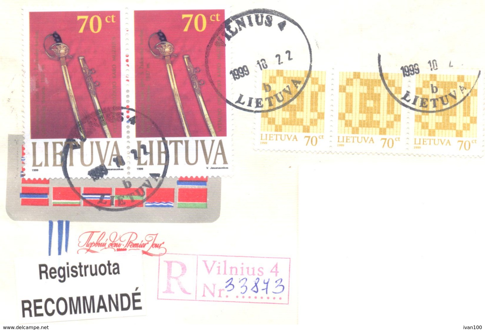 1999. Lithuania, The Letter Sent By Registered Post To Moldova - Lithuania