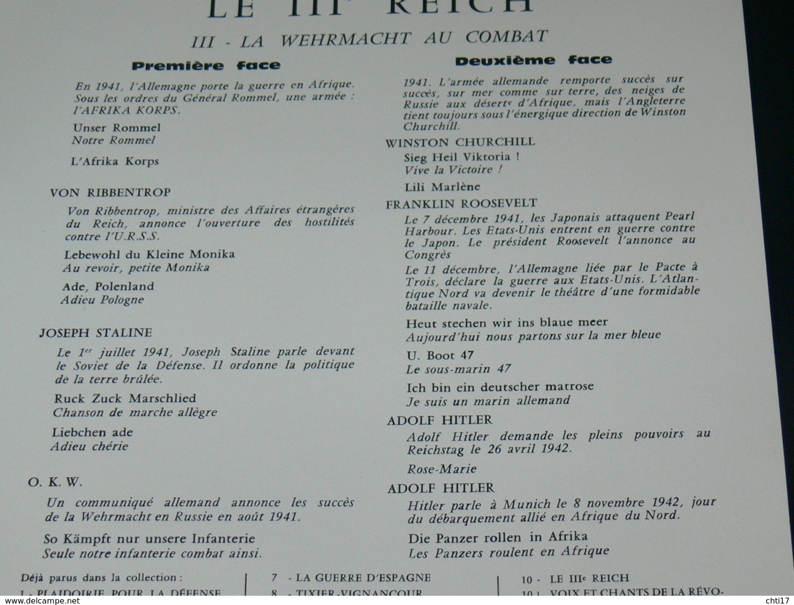 MILITARIA /GUERRE WWII / FAITS DU XX SIECLE/ LE III REICH " LA WERMACHT AU COMBAT 1941 AFRIKA KORPS  U BOAT " EDIT SERP - Autres & Non Classés