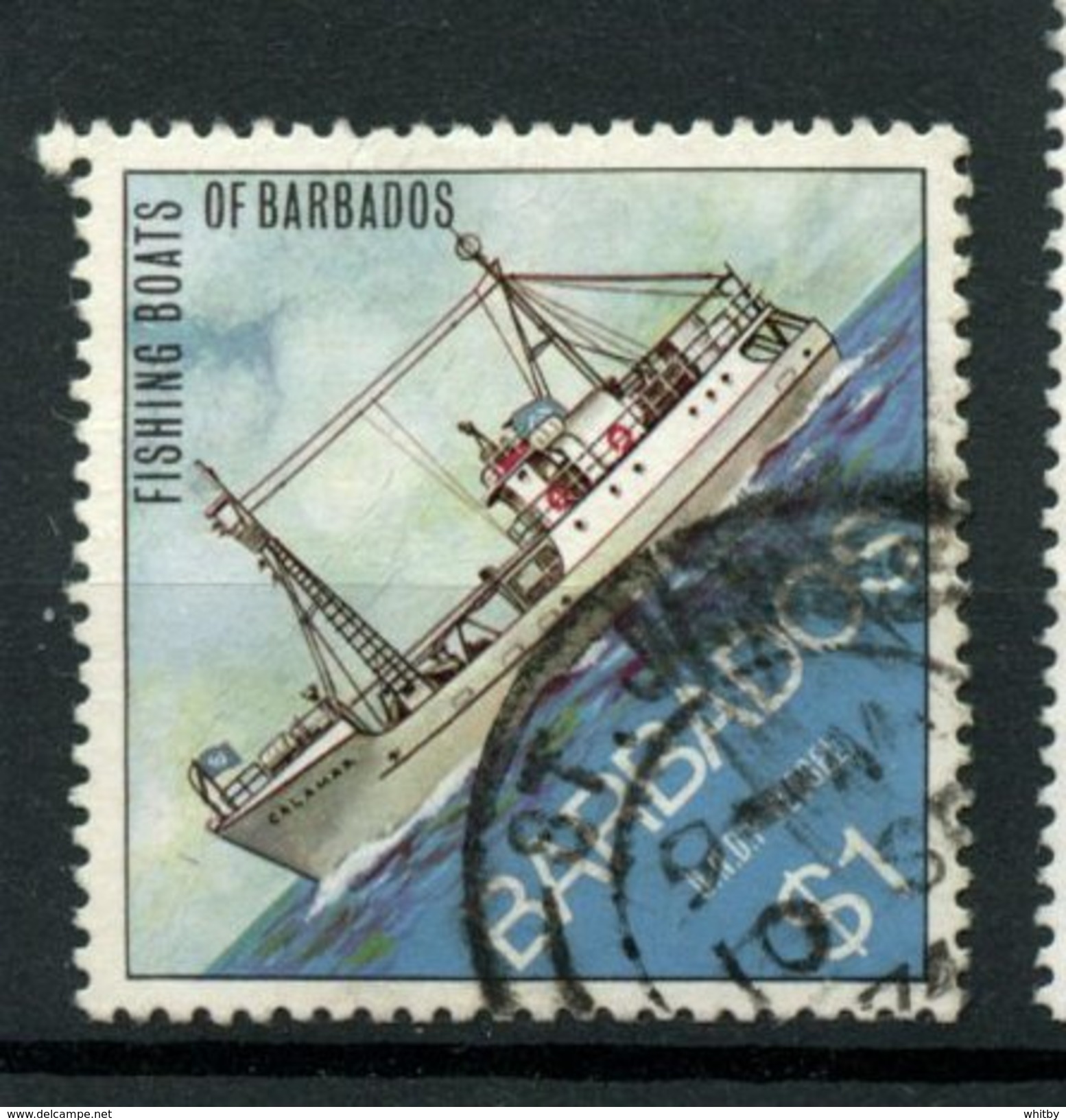 Barbados 1974  $1.00 Trawler Issue #395  Used - Barbados (1966-...)