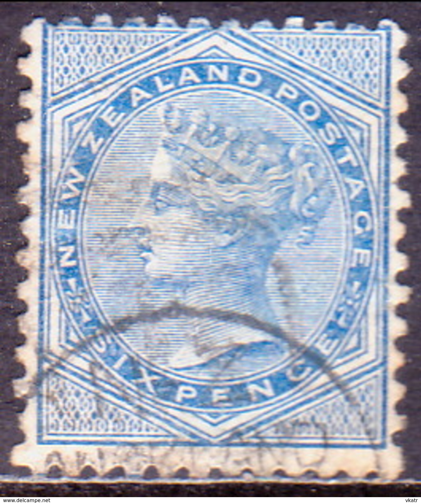 NEW ZEALAND 1874-78 SG 156 6d Used White Paper Perf. 12½ CV £12 - Used Stamps