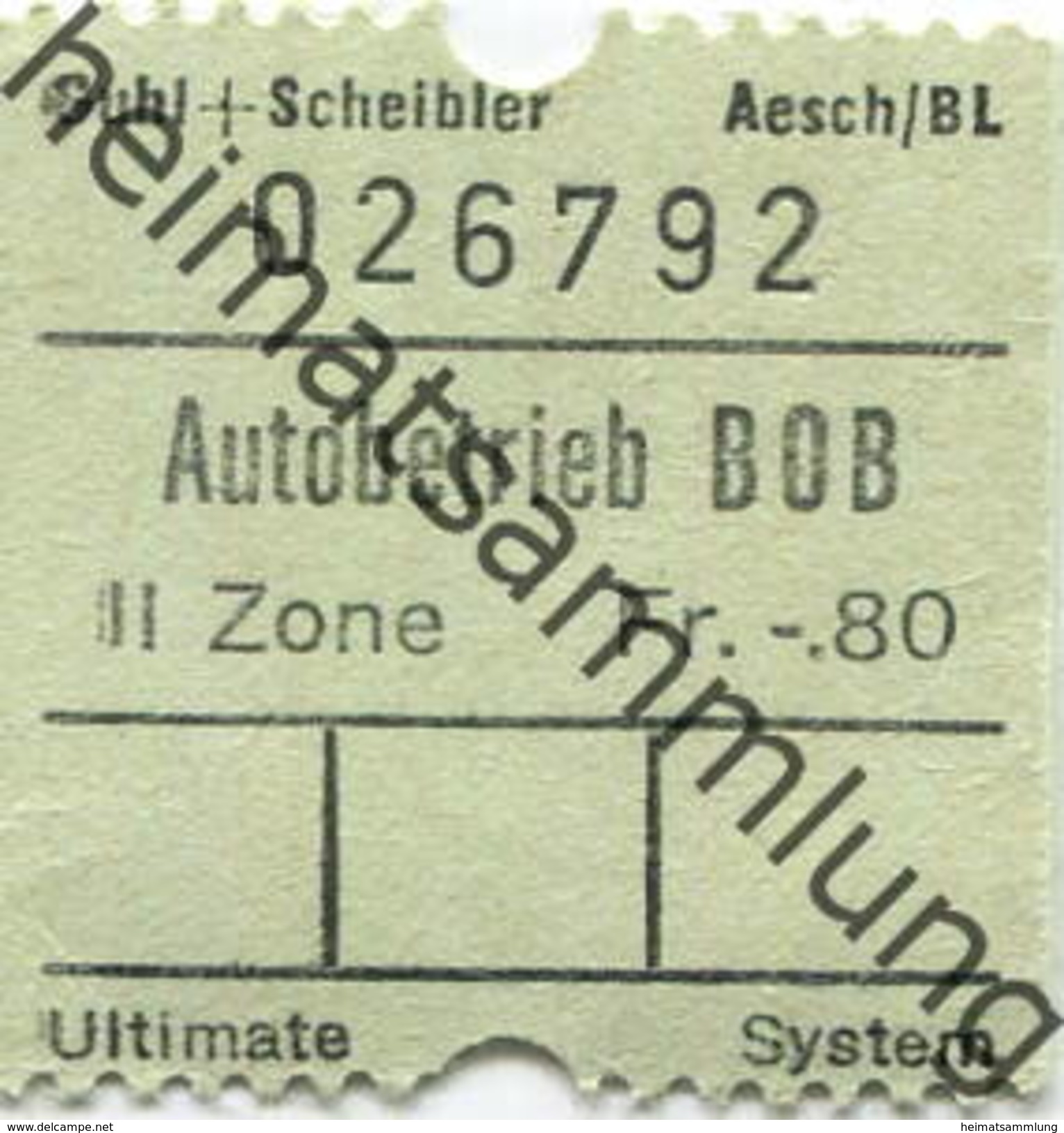 Schweiz - Berner-Oberland-Bahnen - Autobusbetrieb BOB - Fahrschein - Europe