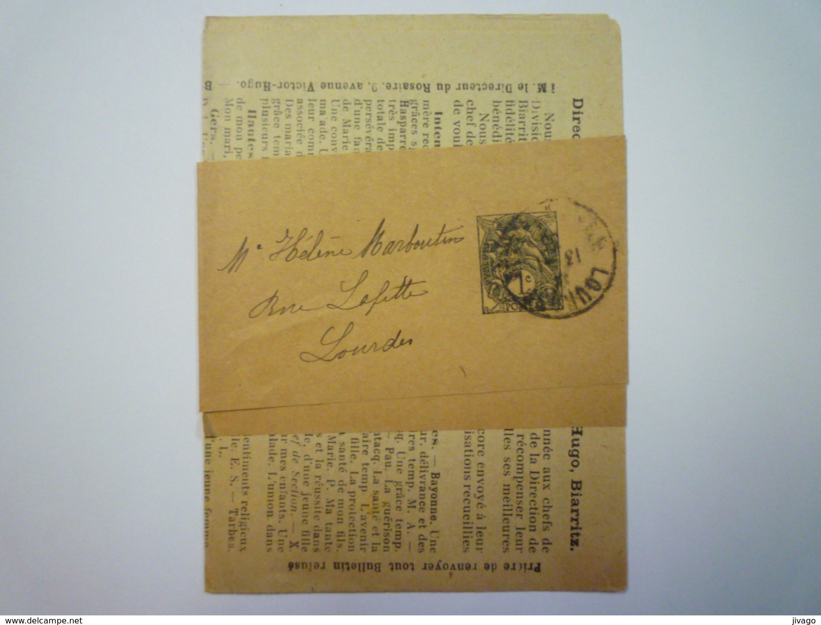 BANDE Pour Journal Au Départ De LOURDES  à Destination De LOURDES    1933   - Newspapers