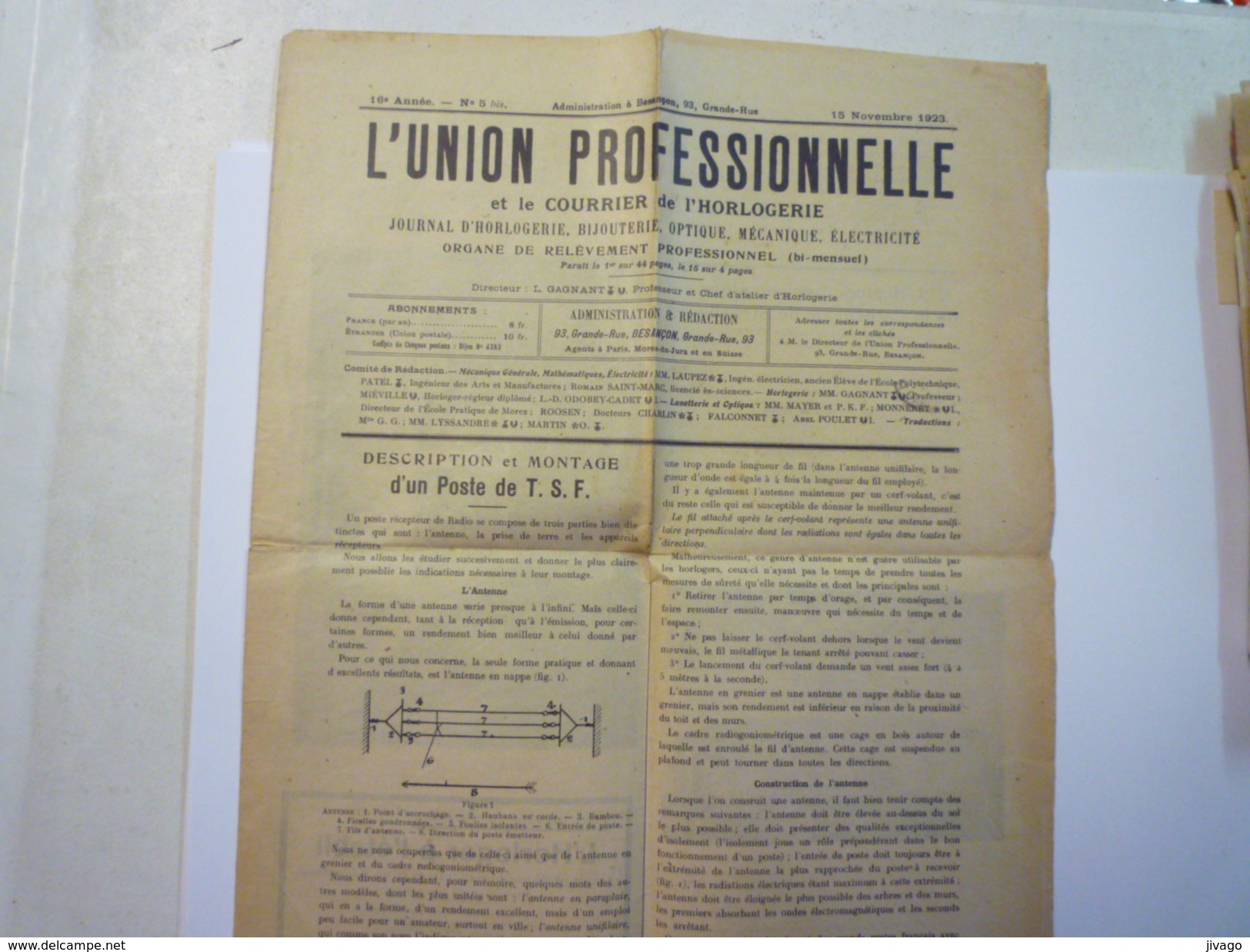 JOURNAL  "L'UNION Professionnelle Et Le Courrier De L'HORLOGERIE"  1923   - Other & Unclassified