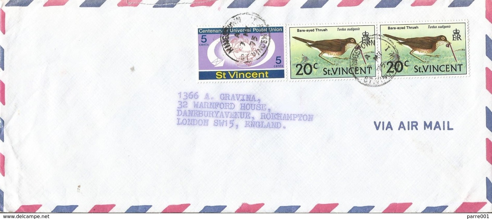 St Vincent 1975 Kingstown UPU Bare-eyed Thrush Bird Cover - St.Vincent (1979-...)
