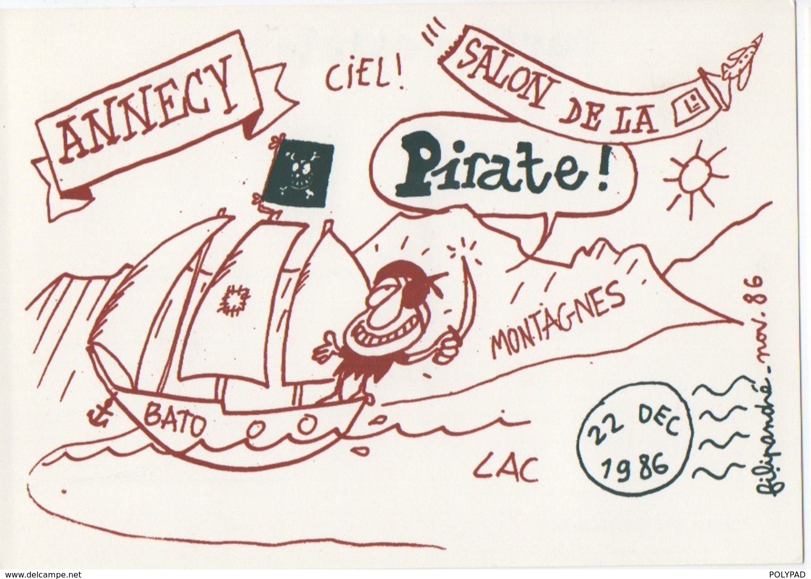 Illustrateur FILIPANDRE - Annecy Salon De La CP - Pirate - 22 Déc. 1986 - N°23/200 - Contemporain (à Partir De 1950)