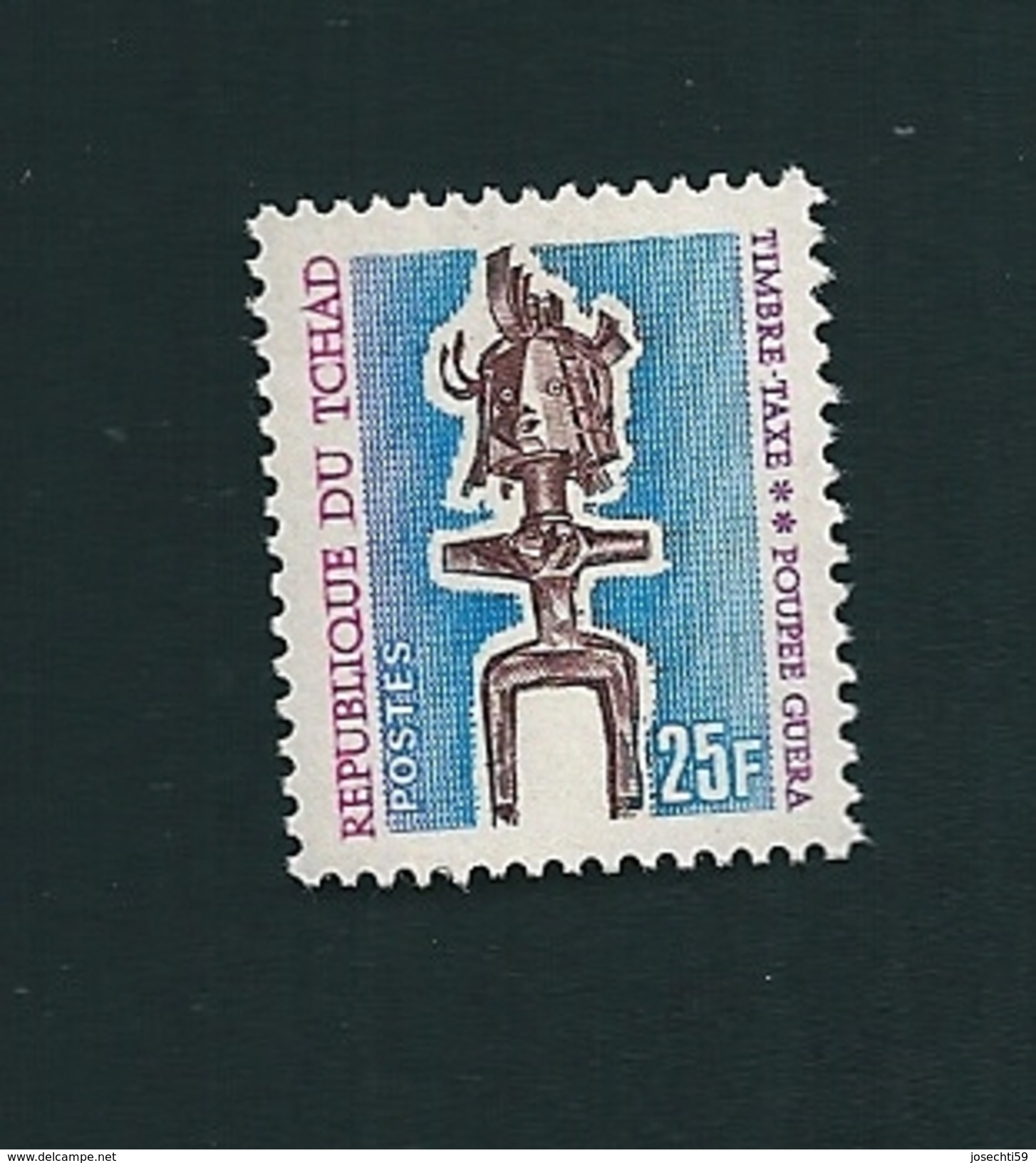 N° 39 Timbre Taxe 25f Poupée Guera 1969 Timbre Neuf - Tchad (1960-...)