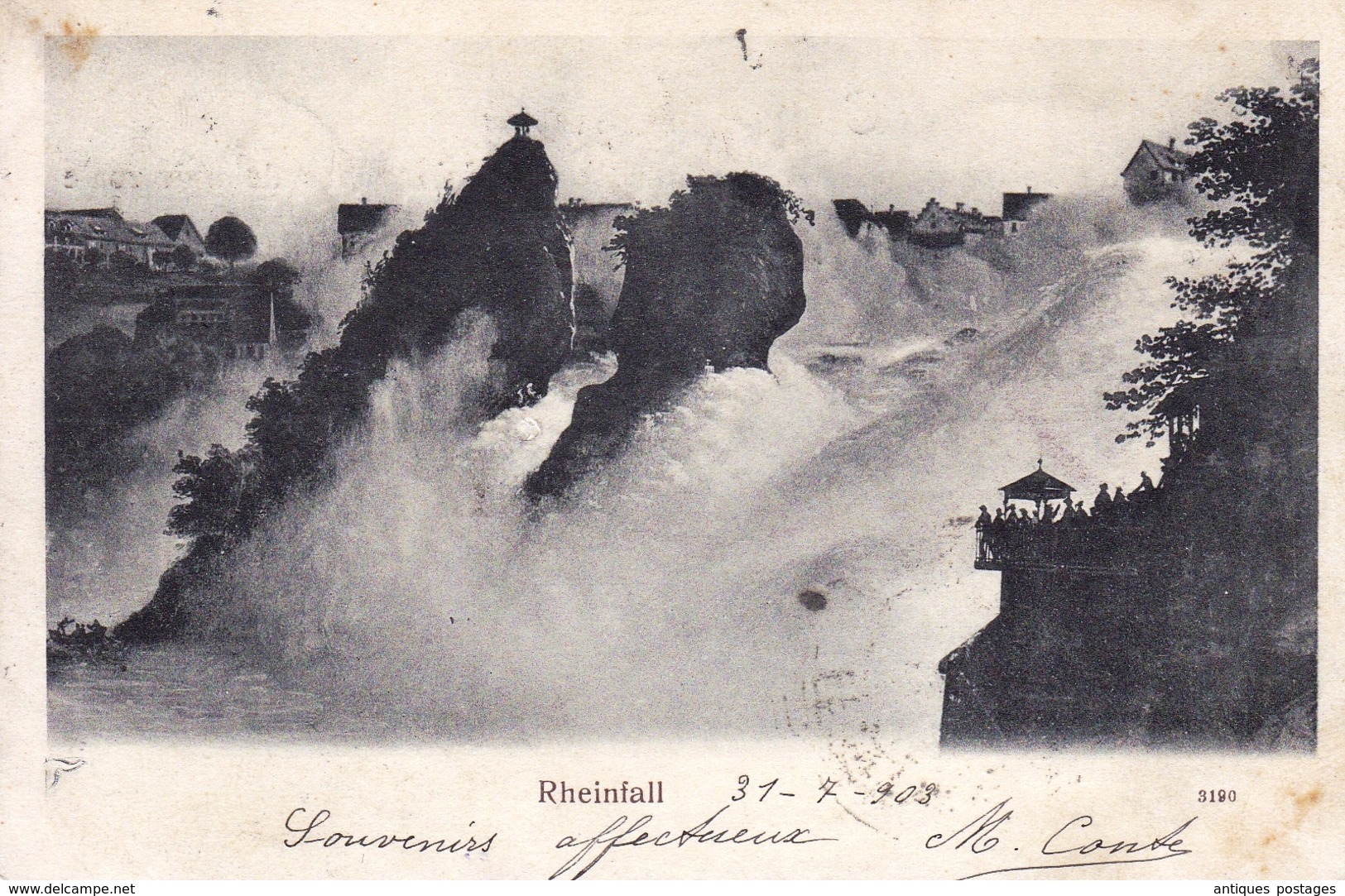 Carte Postale Suisse 1903 Schloss Laufen Am Rheinfall Neuhausen - Briefe U. Dokumente