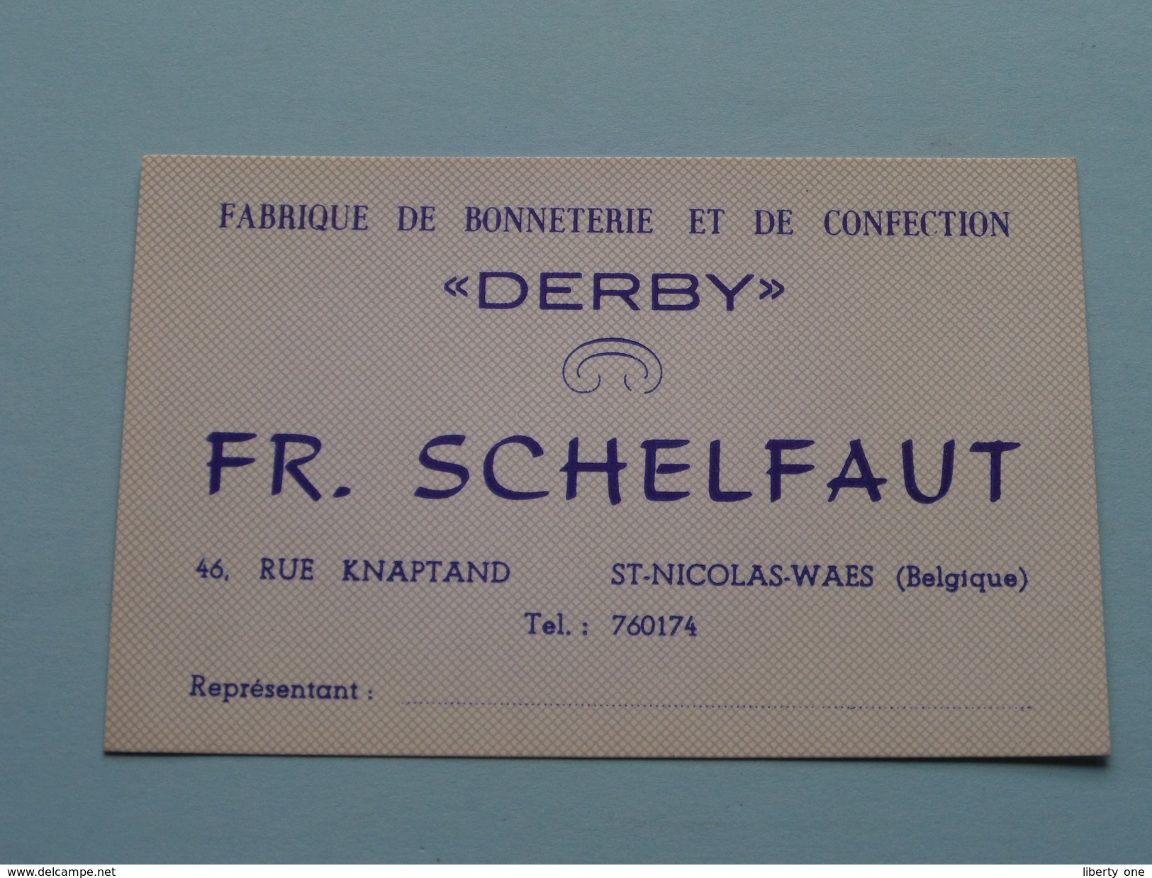 " DERBY " Fabriek Confectie St. Nicolas-Waes Knaptandstr. ( Visitekaart / Briefkaarten En Briefhoofd ) Tel 174 & 760174 - Tarjetas De Visita