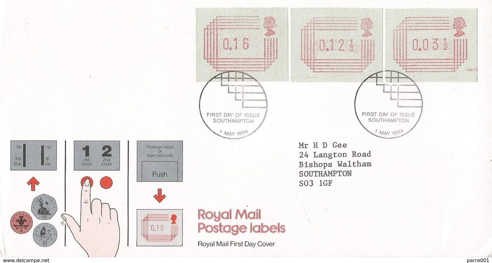 UK 1984 Southampton Postage Labels EMA FRAMA FDC Cover - Post & Go (distributori)