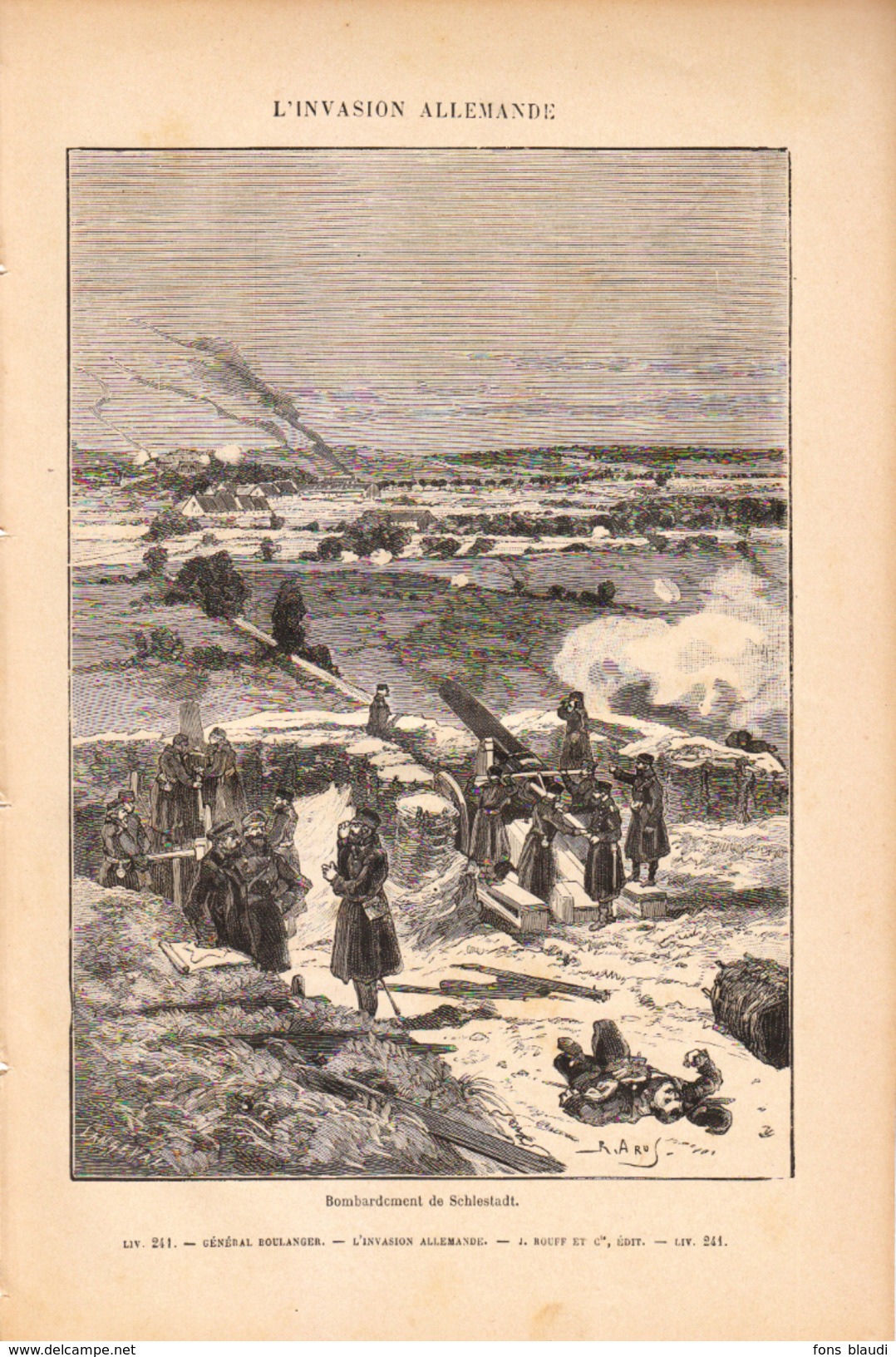 1888 - Gravure Sur Bois - Sélestat (Bas-Rhin) - Scène De La Guerre De 1870 - FRANCO DE PORT - Stiche & Gravuren