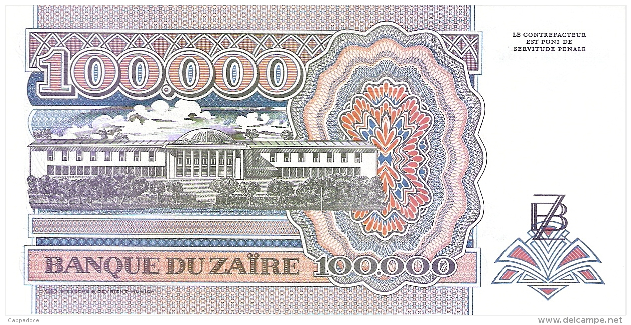 ZAIRE   100,000 Zaires   04/01/1992   Sign.8   G&D   P. 41a   UNC - Zaire