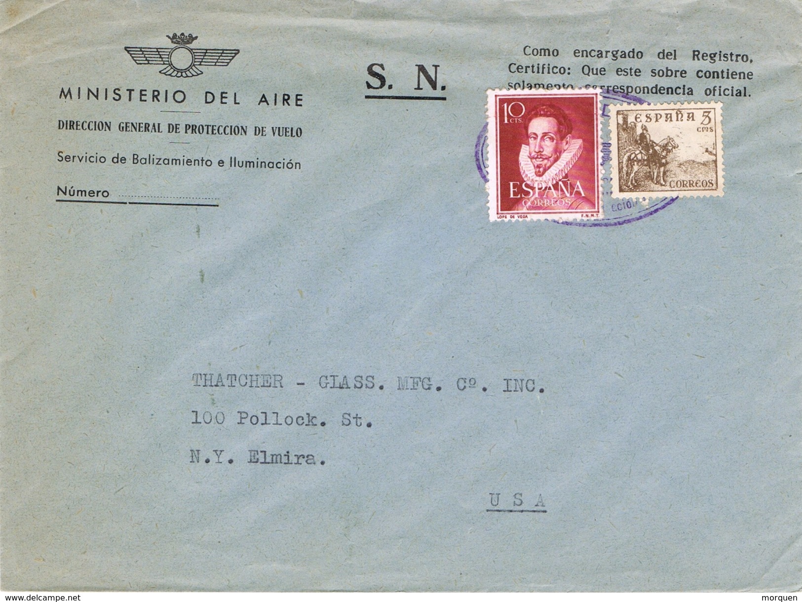 23609. Carta S.N. MADRID 1950. Ministerio Del Aire. Sellos Sobre Franquicia - Cartas & Documentos