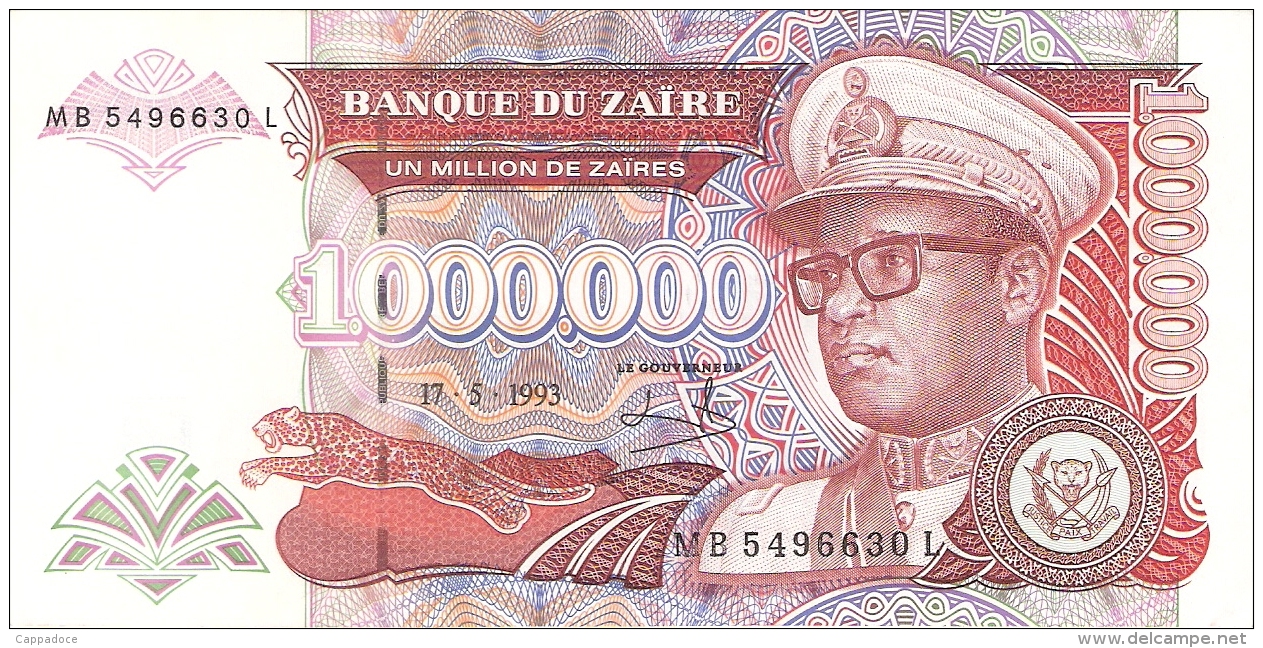 ZAIRE   1,000,000 Zaires   17/05/1993   Sign.9   HdMZ   P. 45b - Zaïre
