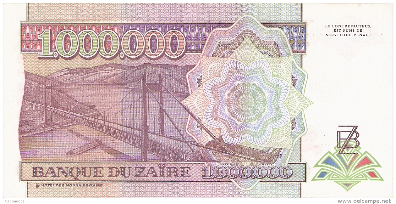 ZAIRE   1,000,000 Zaires   17/05/1993   Sign.9   HdMZ   P. 45b - Zaïre