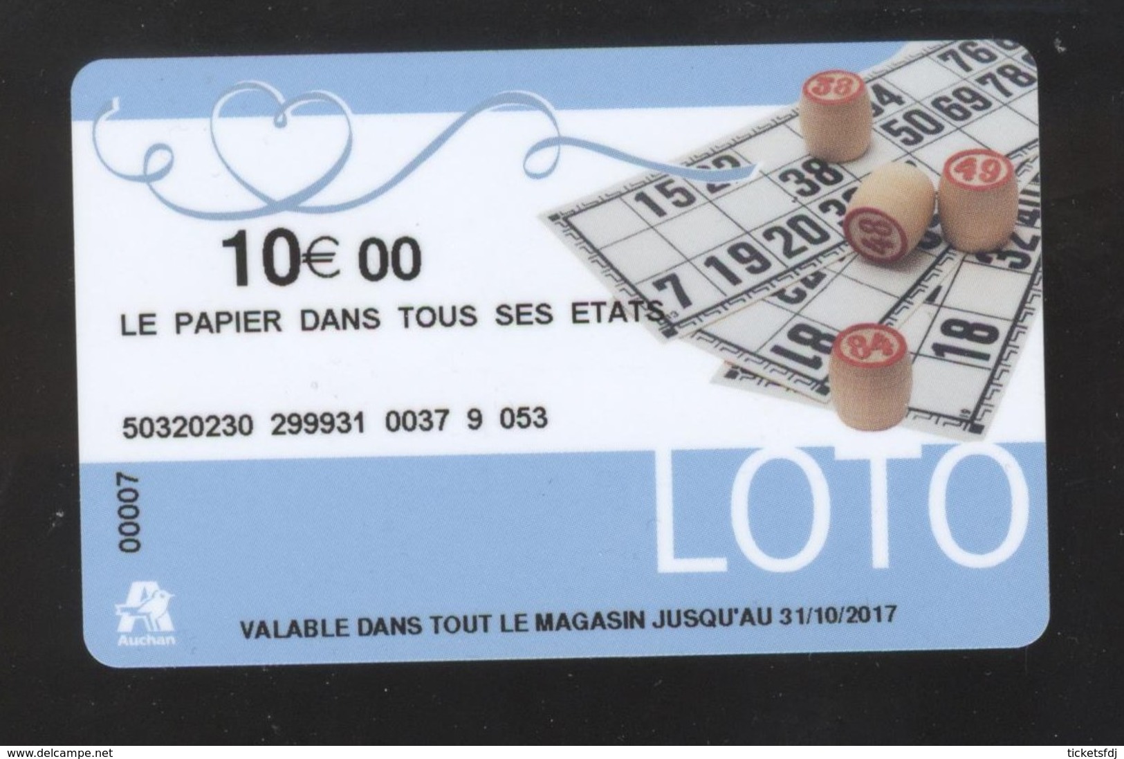 GIFT CARD - Carte Cadeau Auchan - LOTO - 10 &euro; - LE PAPIER DANS TOUS SES ETATS - Cartes Cadeaux