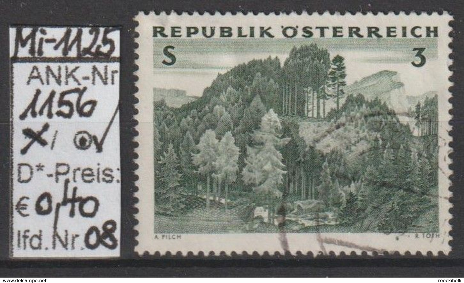 1962 - ÖSTERREICH - SM A. Satz  "Österreichischer Wald" 3 S Tannengrün -  O Gestempelt - S.Scan  (1156o 08   At) - Gebruikt