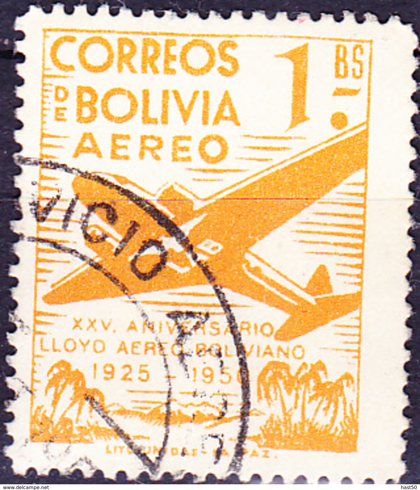 Bolivien - Flugzeug Douglas DC 3 (MiNr:454) 1950 - Gest Used Obl - Bolivia