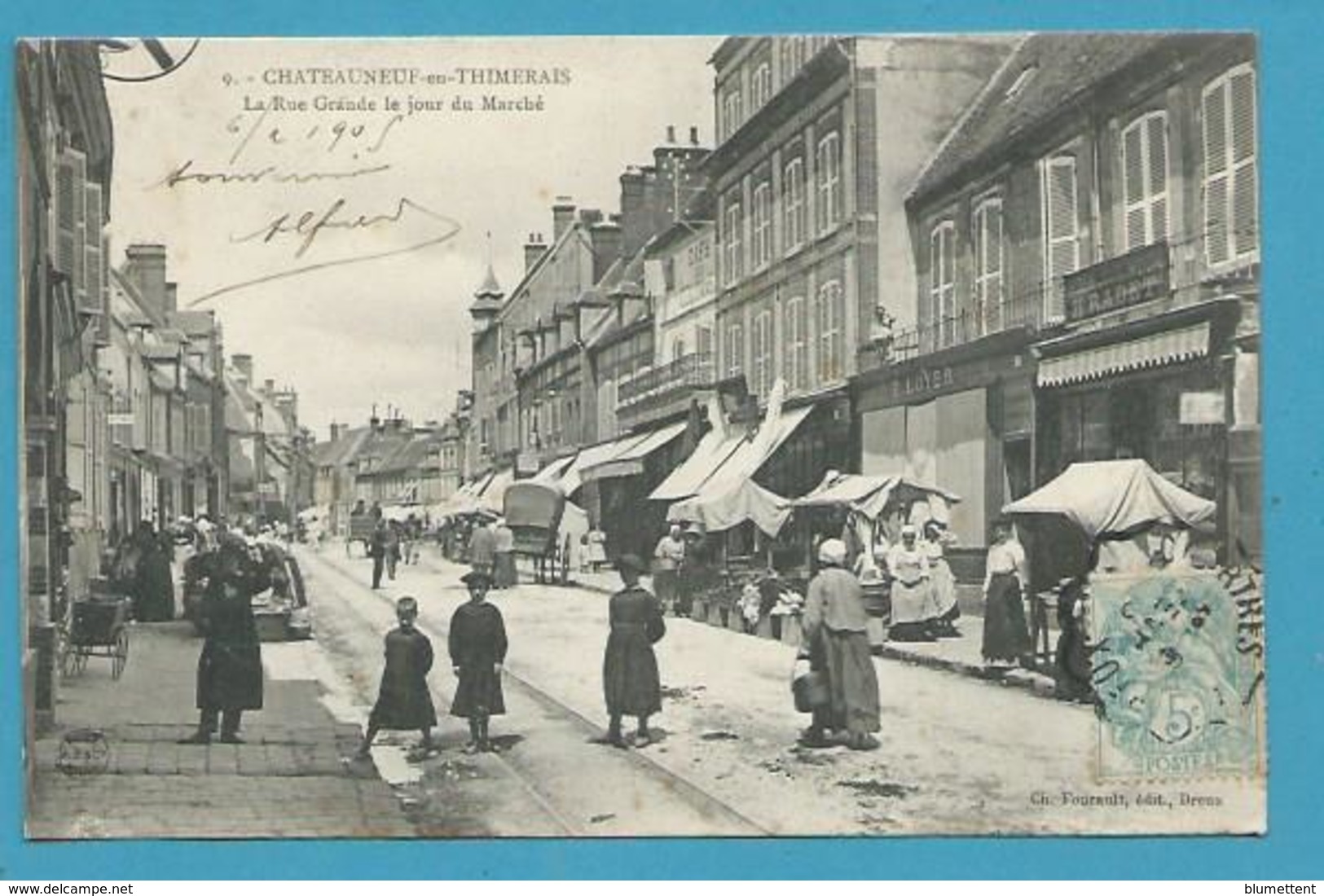 CPA 9 - Métier Marchands Ambulants Le Marché Grande Rue CHATEAUNEUF-EN-THIMERAIS 28 - Châteauneuf